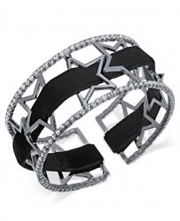 I. n. c. Openwork Star Pave Cuff Bracelet with Velvet Ribbon, Created for Macy's