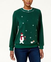 Alfred Dunner Petite Snowman Layered-Look Knit Top