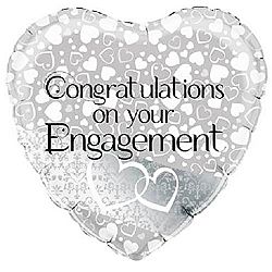 Oaktree 18 Inch Entwined Hearts Engagement Heart Shaped Foil Balloon (One Size) (Silver/White)