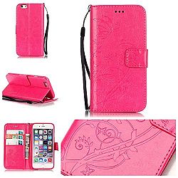 iPhone 6 Plus Case, KMETY(TM) PU Flip Stand Credit Card ID Holders Wallet Leather Case Cover For iPhone 6 6S Plus 5.5 inch" [Vintage Butterfly] [Wrist Strap]