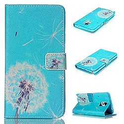 Note 4 Case, Galaxy Note 4 Case, KMETY(TM) PU Flip Stand Credit Card ID Holders Wallet Leather Case Cover for Samsung Galaxy Note 4[Blue dandelion]