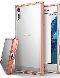 Xperia XZ / XZs Case, Ringke [FUSION] Streamlined Fit [Attached Dust Cap] Durable PC Back Flexible TPU Bumper Cover [Impact Resistant/Drop Protection] For Sony Xperia XZs / XZ - Rose Gold Crystal