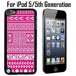 Hot Pink Tribal Pattern Custom Case/ Cover/Skin *NEW* Case for Apple iPod 5/5G/5th Generation - Black - Plastic Case (Ships from CA) Custom Protective Case , Design Case-ATT Verizon T-mobile Sprint , Friendly Packaging - Slim Case