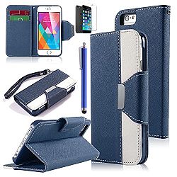iPhone 6 Plus Case iPhone 5.5 inch Febe Leather Flip Cover Credit card Holder Wallet Flip case cover Drop Proof Scratch Proof Shockproof Protective Case Cover For iPhone 6 Plus 5.5 ( Inch ) - Blue