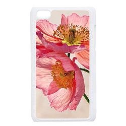iPod Touch 4 Case White Like Light through Silk peach pink translucent poppy floral Lyggc