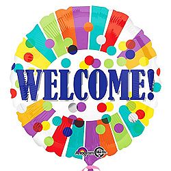 Anagram 18 Inch Welcome Dots And Stripes Circle Foil Balloon (One Size) (Multicolored)