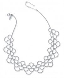 I. n. c. Silver-Tone Crystal Scallop Statement Necklace, Created for Macy's