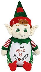 Personalized Stuffed Christmas Elf, Embroidered for Child's First Halloween