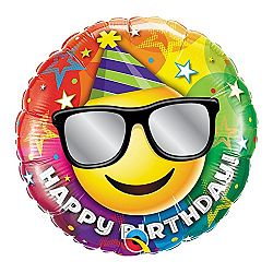 Qualatex 18 Inch Birthday Smiley Circle Foil Balloon (One Size) (Multicolored)