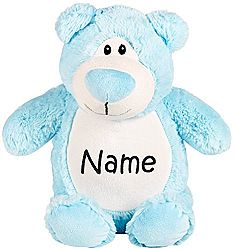 Personalized Stuffed Blue Bear with Embroidered Name