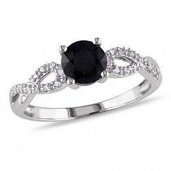 Unbrand 1.10 Carat T. W. Black And White Diamond 10 K White Gold Infinity Engagement Ring Black 7