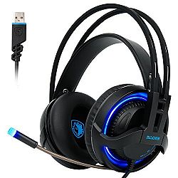 Sades R2 Gaming Headset Virtual 7.1 Channel Surround Sound Stereo Headphones Colorful Breathing LED lights With Mic USB Plug