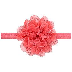 Kewl Fashion Baby's Chiffon Lace Flower Hair Band Headwear (Coral)
