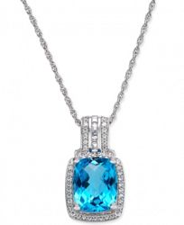 Blue Topaz (2-1/3 ct. t. w. ) & Diamond (1/5 ct. t. w. ) Pendant Necklace in 14k White Gold