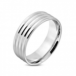 Pure316 Women's 8 Mm Grooved Comfort Fit Flat Wedding Band 7