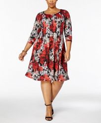 Ny Collection Plus Size Printed-Knit A-Line Dress