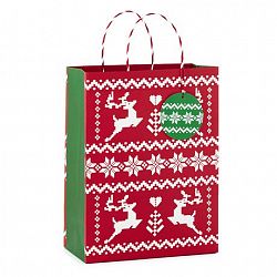 Hallmark Hallmark Image Arts 13" Reindeer Sweater Pattern Large Christmas Gift Bag Multi