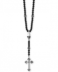 King Baby Men's Onyx Bead Pendant Necklace in Sterling Silver