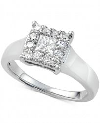 Diamond Sqare Cluster Engagement Ring (7/8 ct. t. w. ) in 14k White Gold