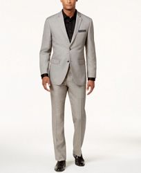 Perry Ellis Men's Slim-Fit Light Gray Sharkskin Suit