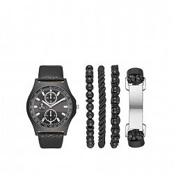 Trend Watches Men's Set With Four Assorted Bracelets Black One Size