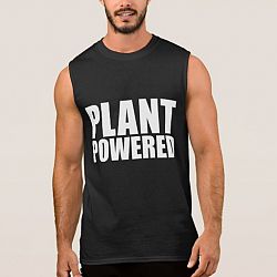 Plant Powered Vegan Simple Bold White on Black Tee