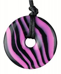Teething Bling Hot Pink Zebra Pendant Teether Necklace