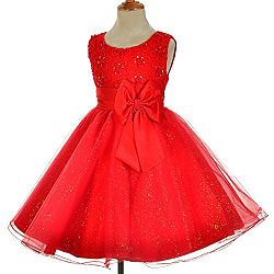 Dressy Daisy Girls' Beads Embellishment Flower Girl Dresses Pageant Party Occasion Dress Size 6-7 Red