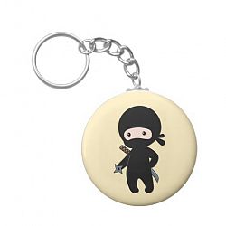 Tiny Ninja Holding Throwing Star Keychain