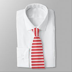 Abstract Red and White Neck Tie