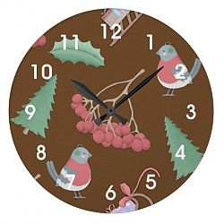 Birds, Sleds and Holly Christmas Large Clock