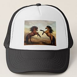 Horses Wild Horses Digital Art Nature Landscape Trucker Hat