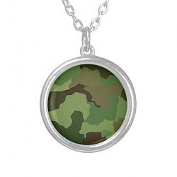Camouflage Pattern Silver Plated Necklace