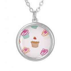 Cupcakes And Muffins Silver Plated Necklace