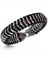Scott Kay Men's Black & Red Woven Leather Bracelet in Sterling Silver