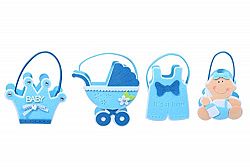 Baby Shower Decorations - Baby Boy Little Prince Baby Shower Blue Decor Treat Bags Felt Goody Bag Set Party Supplies