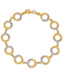Two-Tone Circle Link Bracelet in 14k Gold & Rhodium-Plate