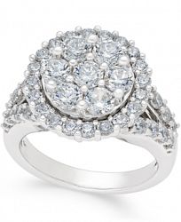 Diamond Cluster Engagement Ring (3 ct. t. w. ) in 14k White Gold