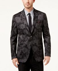 Tallia Men's Slim-Fit Black/Gray Floral-Print Soft Sport Coat