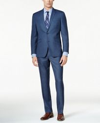 Kenneth Cole Reaction Men's Slim-Fit Medium Blue Sharkskin Techni-Cole Suit
