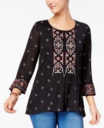 Style & Co Beaded Embroidered Top, Created for Macy's