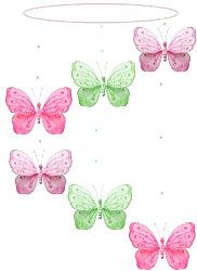Butterfly Mobile Dark Pink (Fuchsia) Green Pink Shimmer Spiral Nylon Butterflies Mobiles Decorations - Decorate for a Baby Nursery Bedroom, Girls Room Hanging Ceiling Decor, Wedding Birthday Party, Bridal Baby Shower, Bathroom. Butterfly Decoration 3D ...