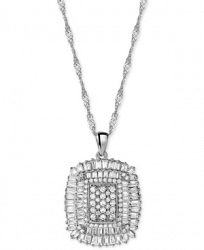 Cubic Zirconia Cluster Pendant Necklace in Sterling Silver