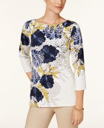 Charter Club Petite Floral-Print Top, Created for Macy's
