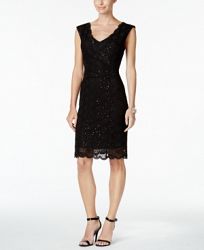 Connected Sequin-Lace Sheath Dress