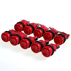 Easyget 10 X Red Classic Concave Arcade Push Button with Microswitch & Fixing Ring (28mm*33mm Happ Style Arcade Push Button) for Arcade Machine Projects , Mame Cabinet Projects , Video Games Projects and Jamma Machine Projects
