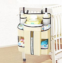 AIOSSCD Washable Nursery Hanging Storage Bag Baby Cot Bed Crib Organizer Toy Diaper Pocket for Newborn Crib Bedding Set