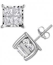 TruMiracle Diamond Quad Stud Earrings (1 ct. t. w. ) in 14k White Gold