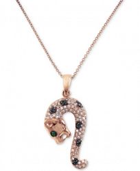 Effy Diamond (3/8 ct. t. w. ) & Emerald Accent Chimera Pendant Necklace in 14k Rose Gold