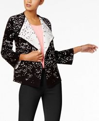 Alfani Petite Contrast Open-Front Sweater Blazer, Created for Macy's